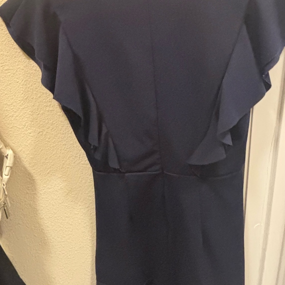 Elegant Navy Ruffle Dress